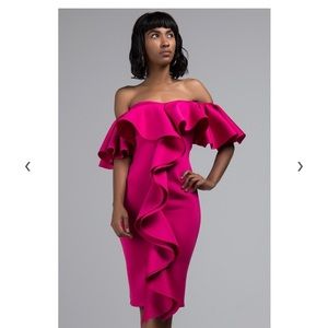 Akira pink off the shoulder dress